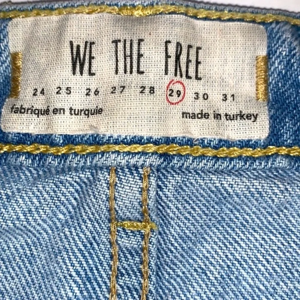 We the Free 29 blue BOHO button fly distressed fringe hem denim jean mini skirt